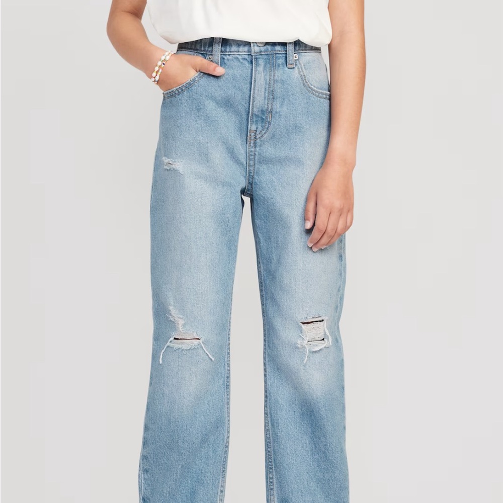 Old Navy high-rise slouchy straight girls jeans size 14